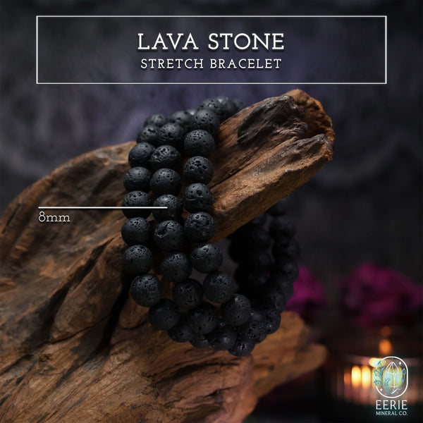 Lava Stone Gemstone Beaded Boho Stretch Bracelet