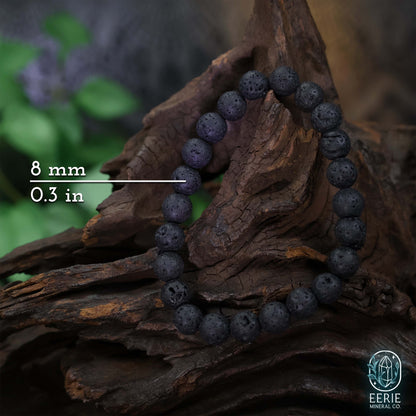 Lava Stone Gemstone Beaded Boho Stretch Bracelet