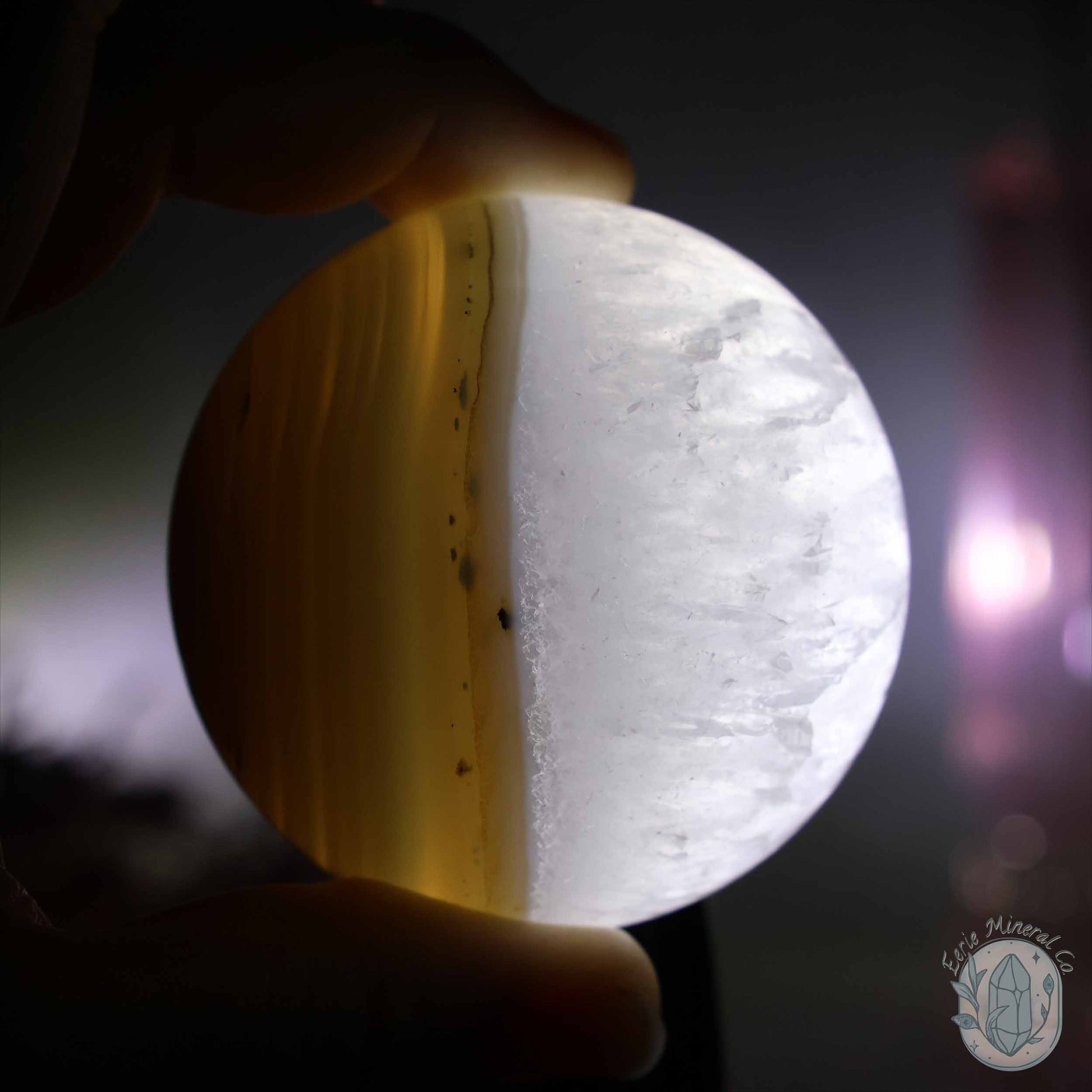 60mm Polished Layered Dendritic Quartz Sphere