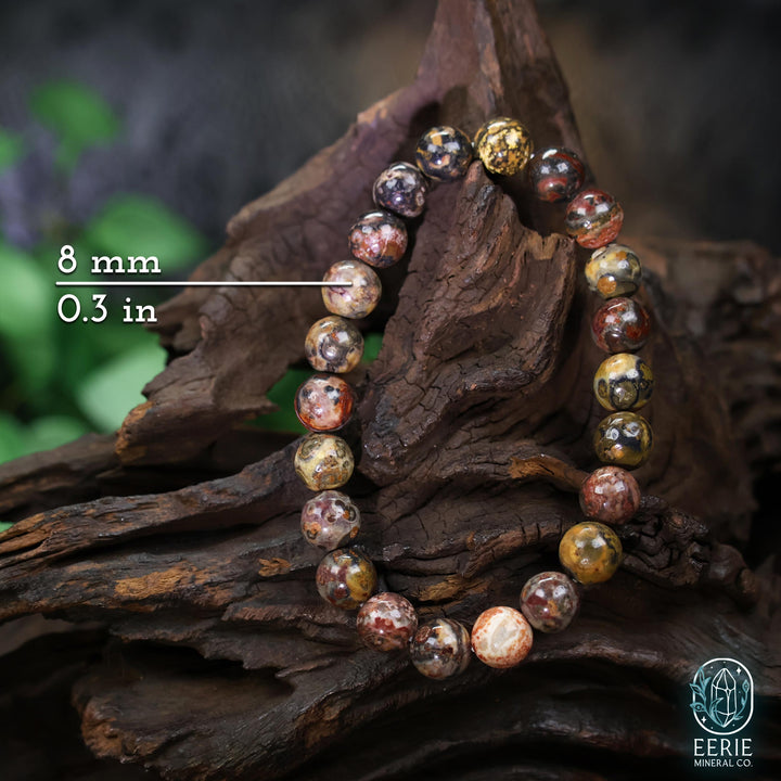Polished Leopard Skin Jasper Beaded Stretch Bracelet