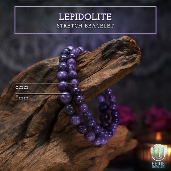 Lepidolite Gemstone Beaded Boho Stretch Bracelet
