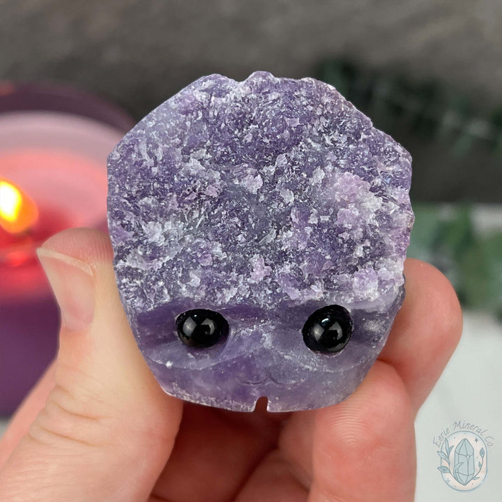 Lepidolite Hedgehog Pet Rock Carving