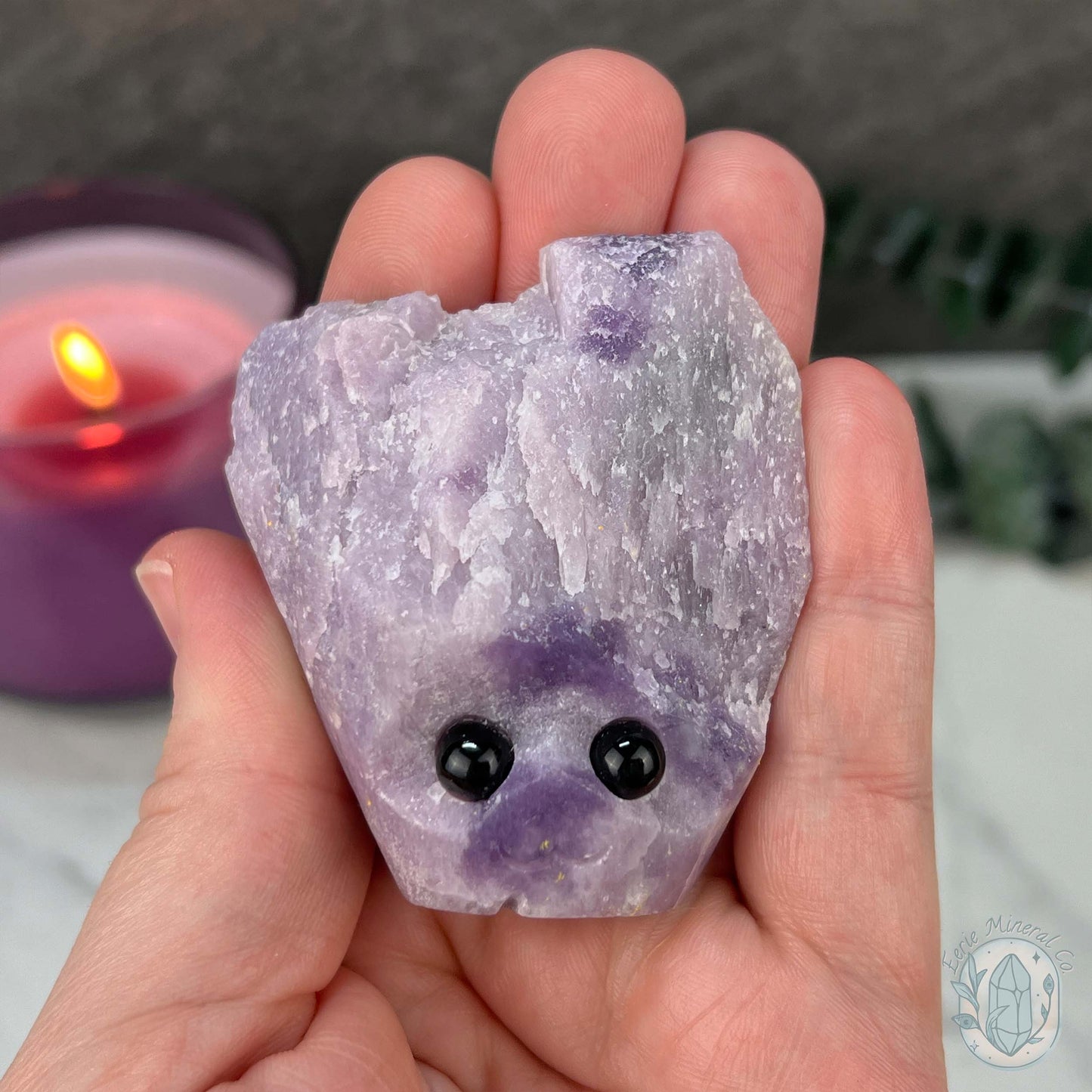 Lepidolite Hedgehog Pet Rock Carving