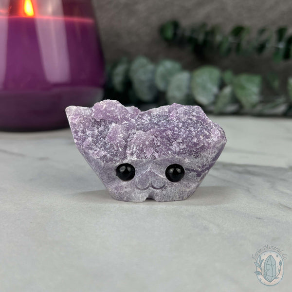 Lepidolite Hedgehog Pet Rock Carving