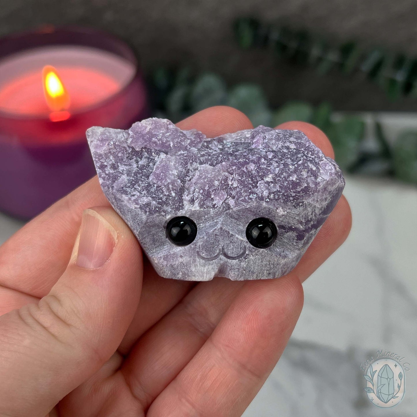 Lepidolite Hedgehog Pet Rock Carving