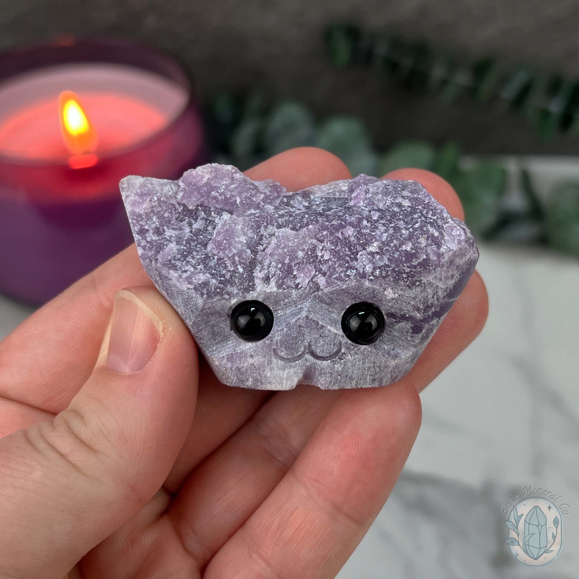 Lepidolite Hedgehog Pet Rock Carving