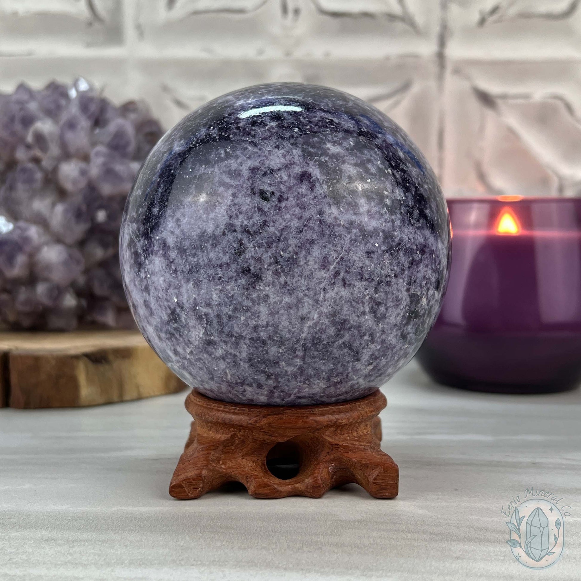 92mm Lepidolite Sphere with Silver Flash