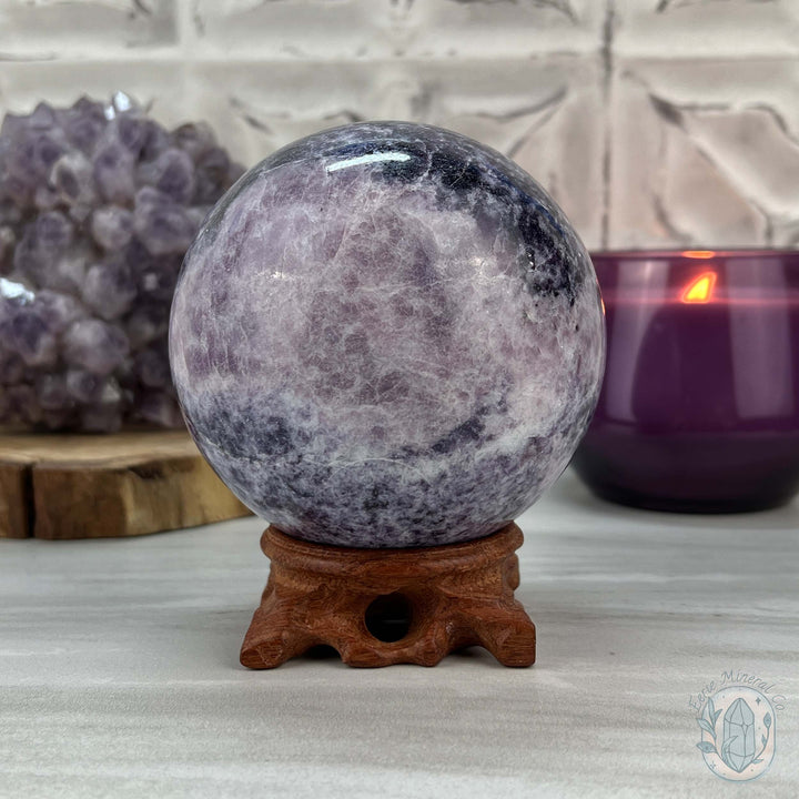 92mm Lepidolite Sphere with Silver Flash