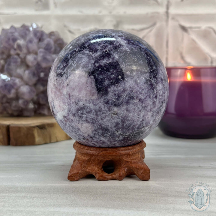 92mm Lepidolite Sphere with Silver Flash