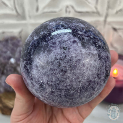 92mm Lepidolite Sphere with Silver Flash