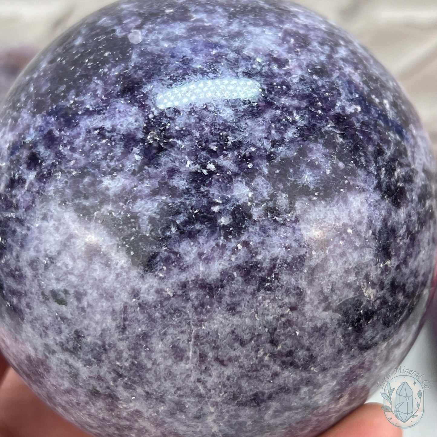92mm Lepidolite Sphere with Silver Flash