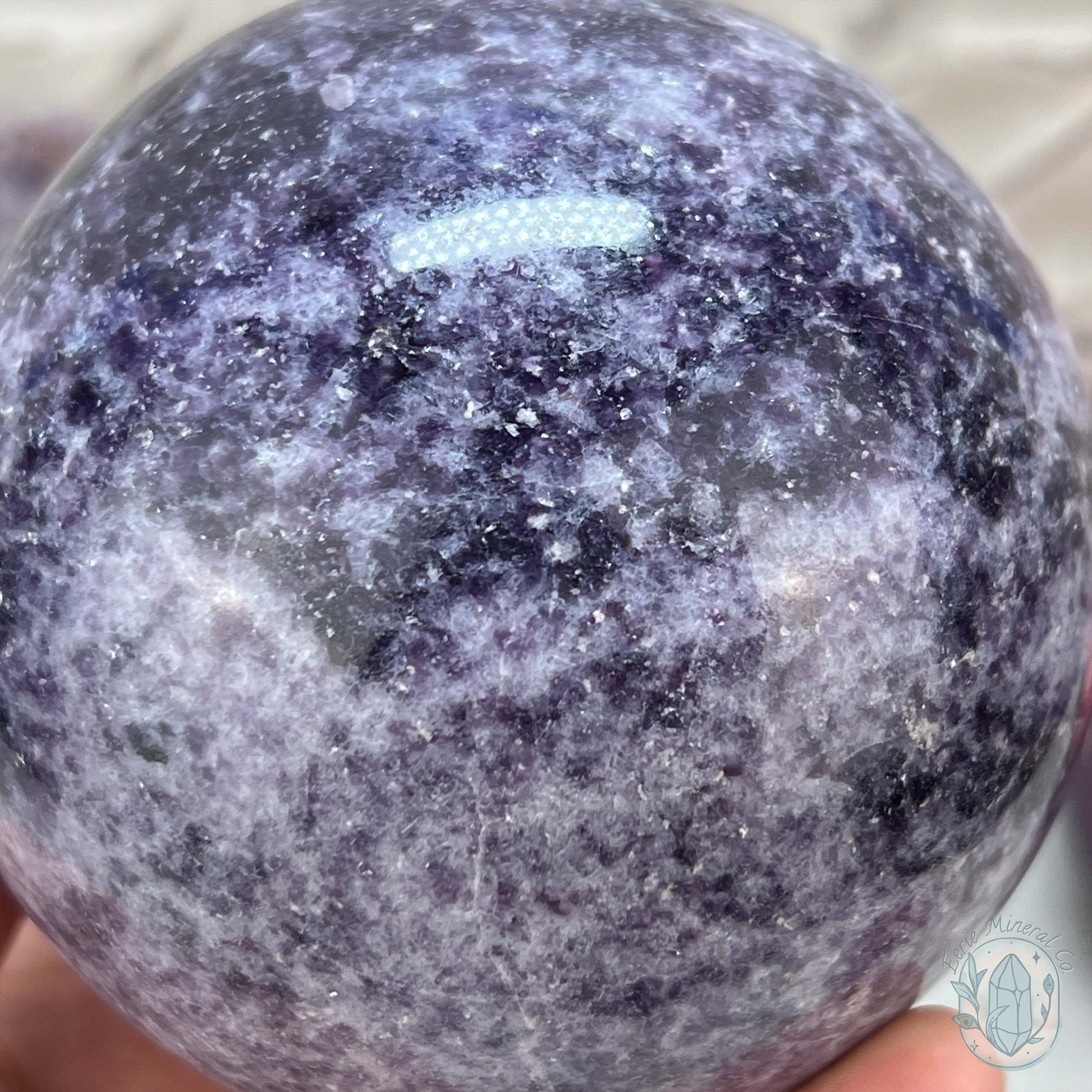 92mm Lepidolite Sphere with Silver Flash