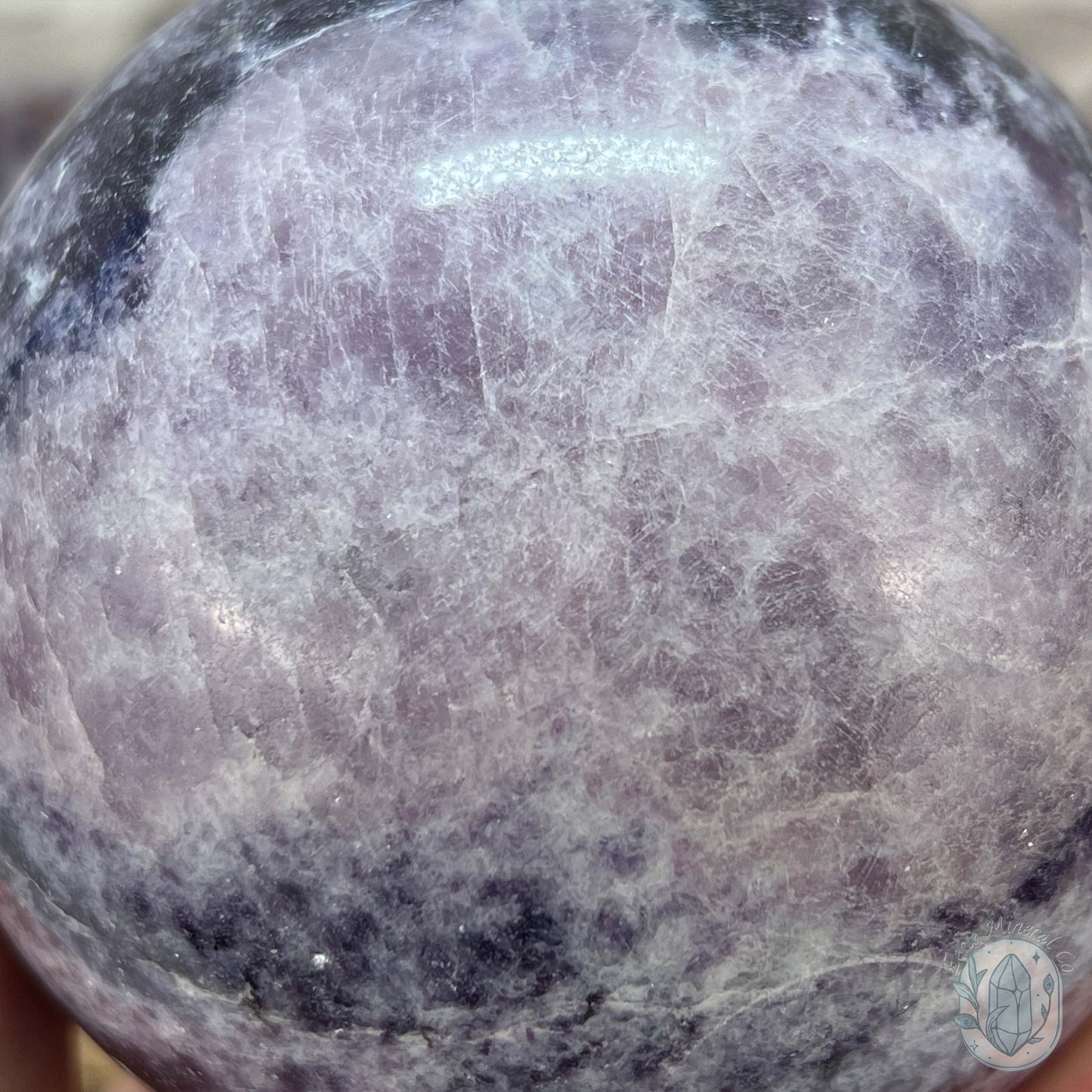 92mm Lepidolite Sphere with Silver Flash