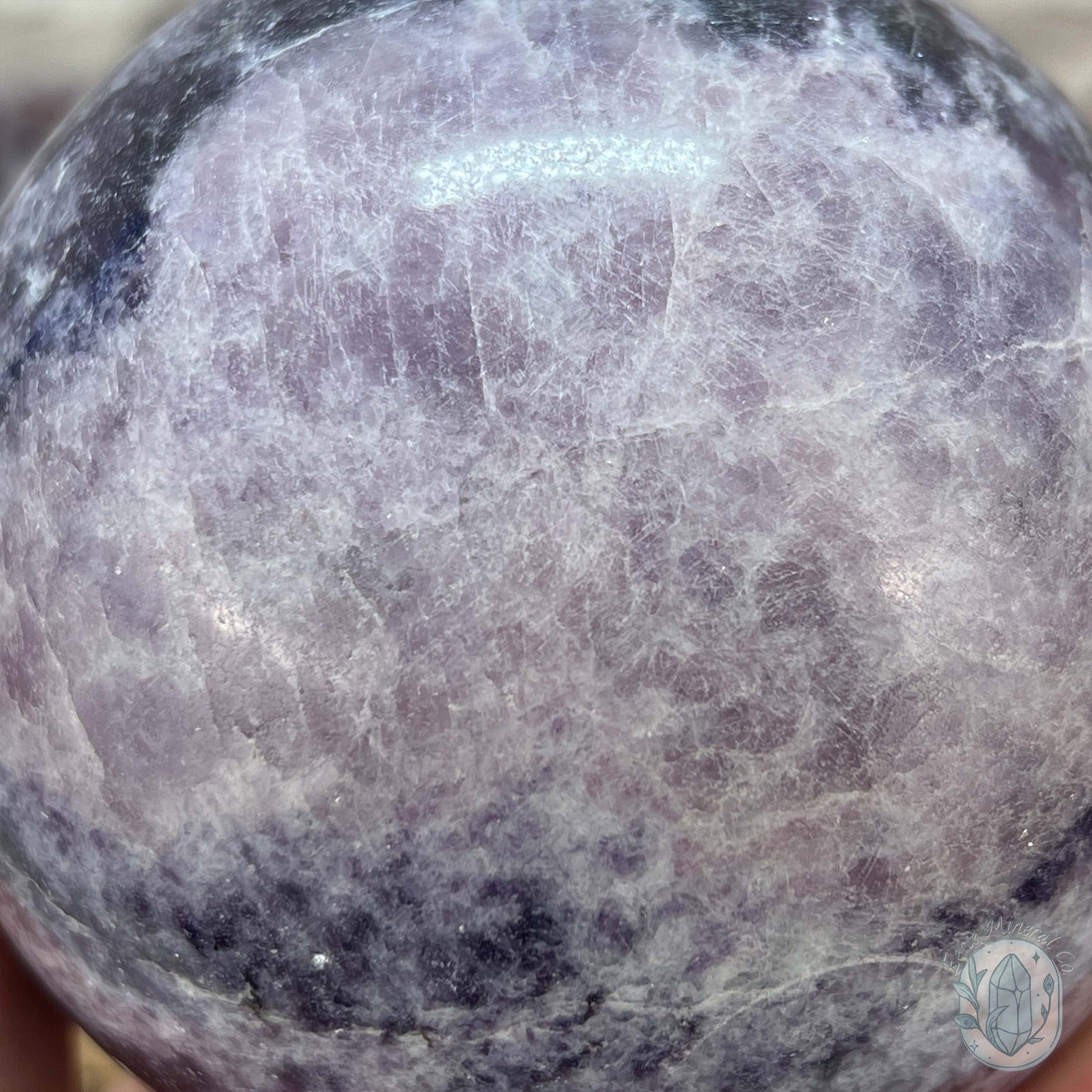 92mm Lepidolite Sphere with Silver Flash