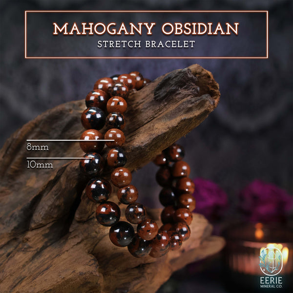 Mahogany Obsidian Gemstone Beaded Boho Stretch Bracelet