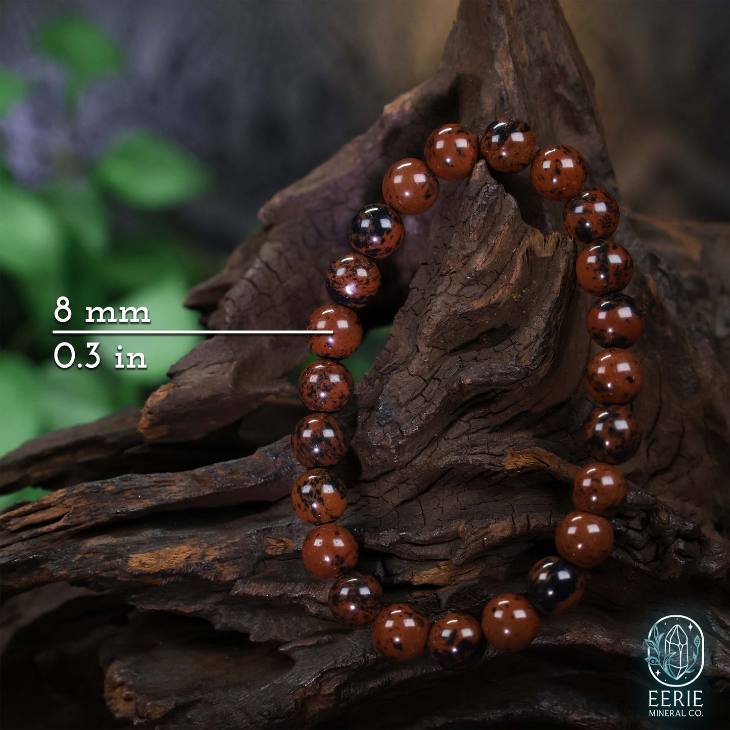 Mahogany Obsidian Gemstone Beaded Boho Stretch Bracelet