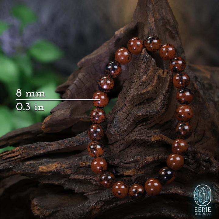 Mahogany Obsidian Gemstone Beaded Boho Stretch Bracelet