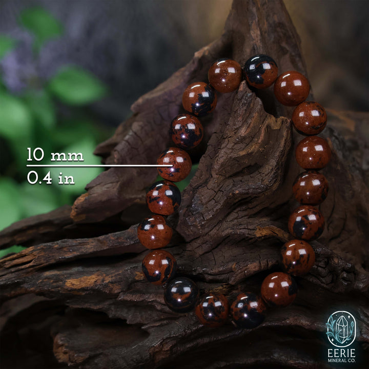 Mahogany Obsidian Gemstone Beaded Boho Stretch Bracelet