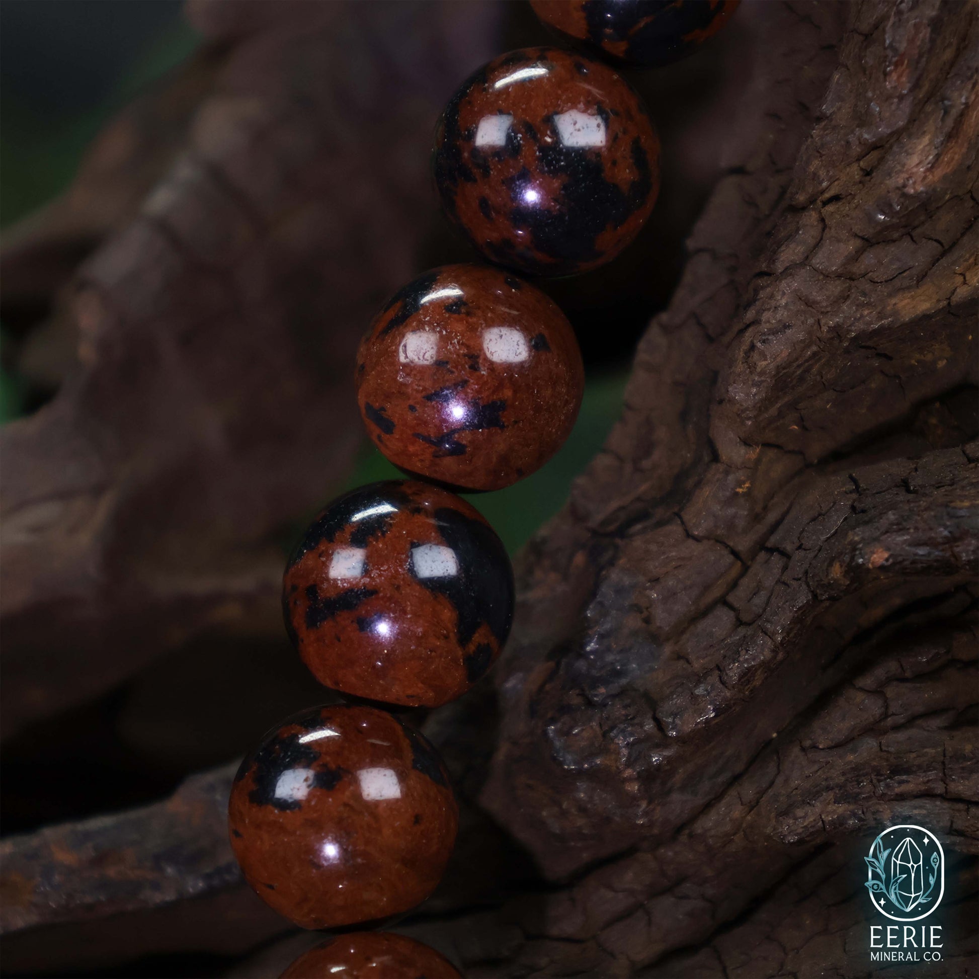 Mahogany Obsidian Gemstone Beaded Boho Stretch Bracelet