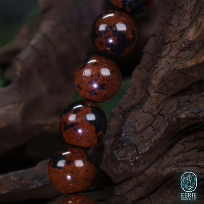 Mahogany Obsidian Gemstone Beaded Boho Stretch Bracelet