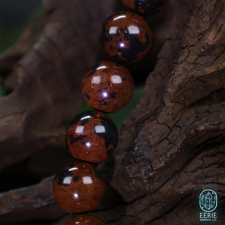 Mahogany Obsidian Gemstone Beaded Boho Stretch Bracelet