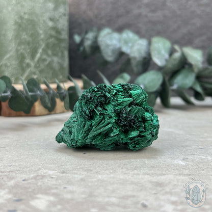 Raw Fibrous Silk Malachite Specimen