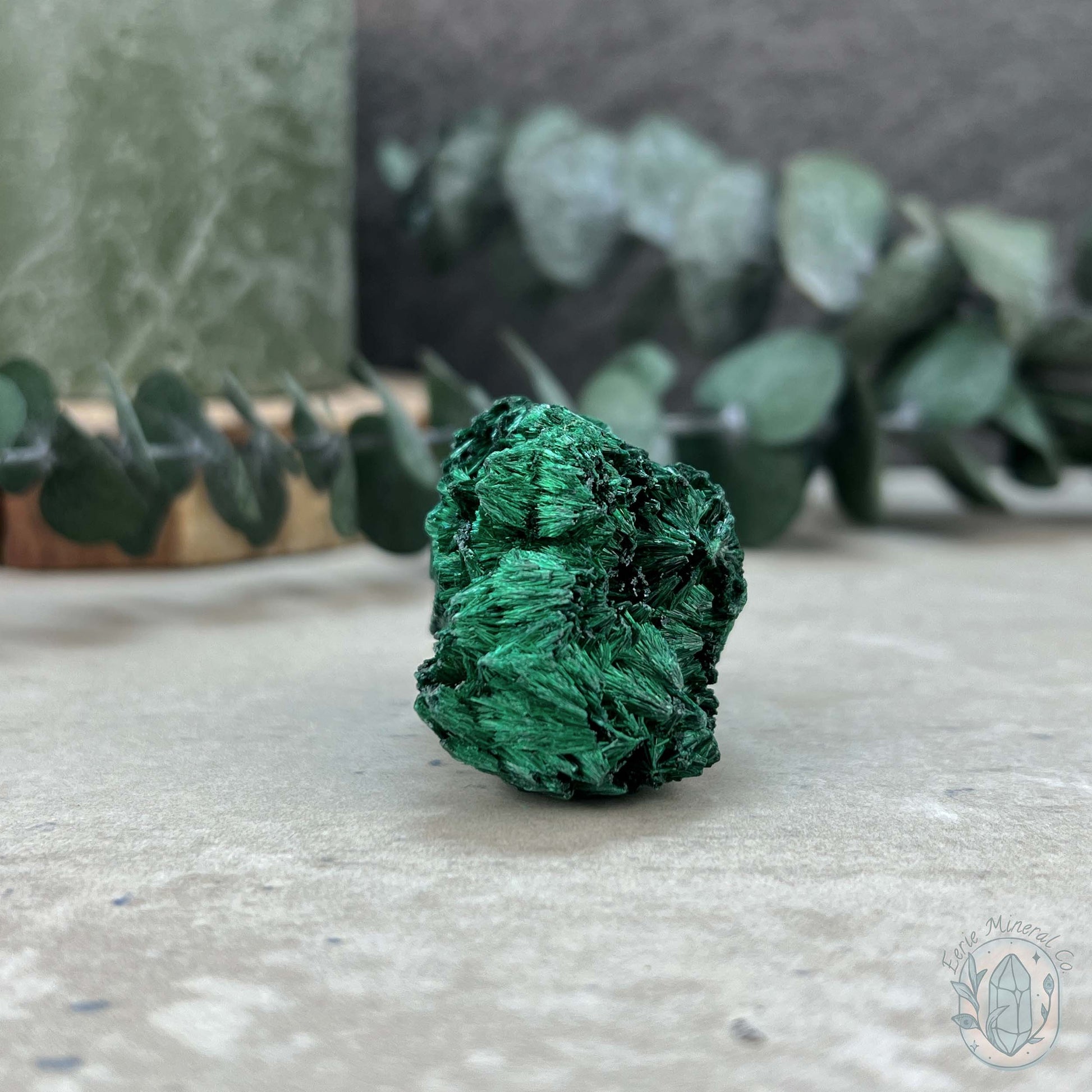 Raw Fibrous Silk Malachite Specimen
