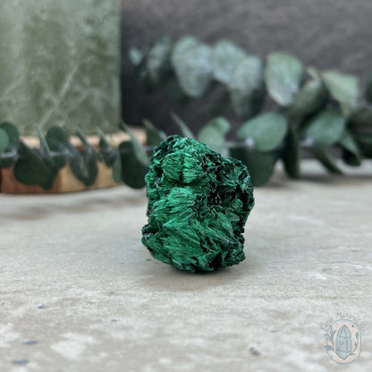 Raw Fibrous Silk Malachite Specimen