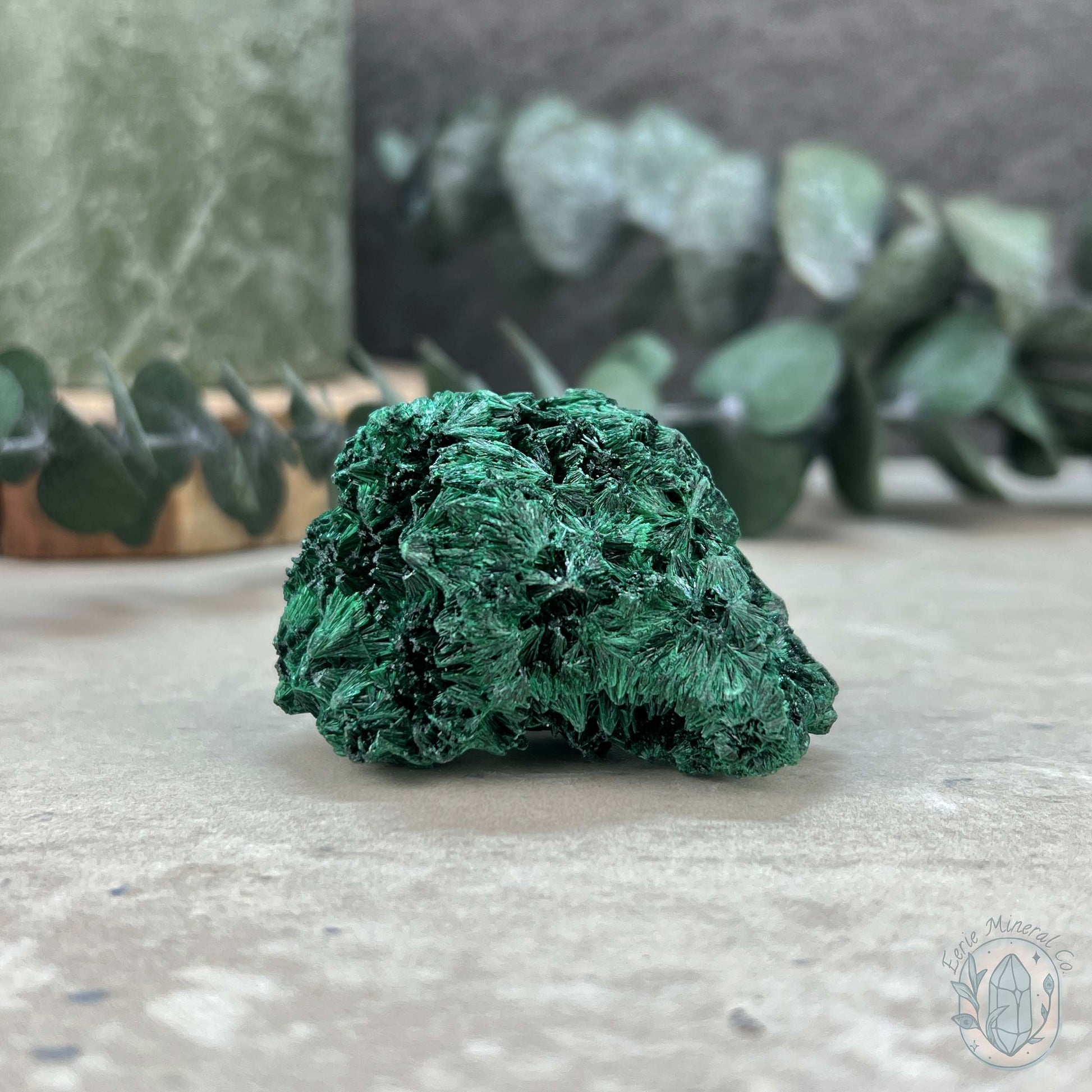 Raw Fibrous Silk Malachite Specimen