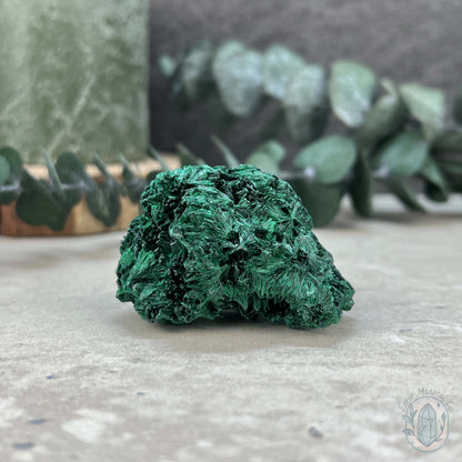 Raw Fibrous Silk Malachite Specimen