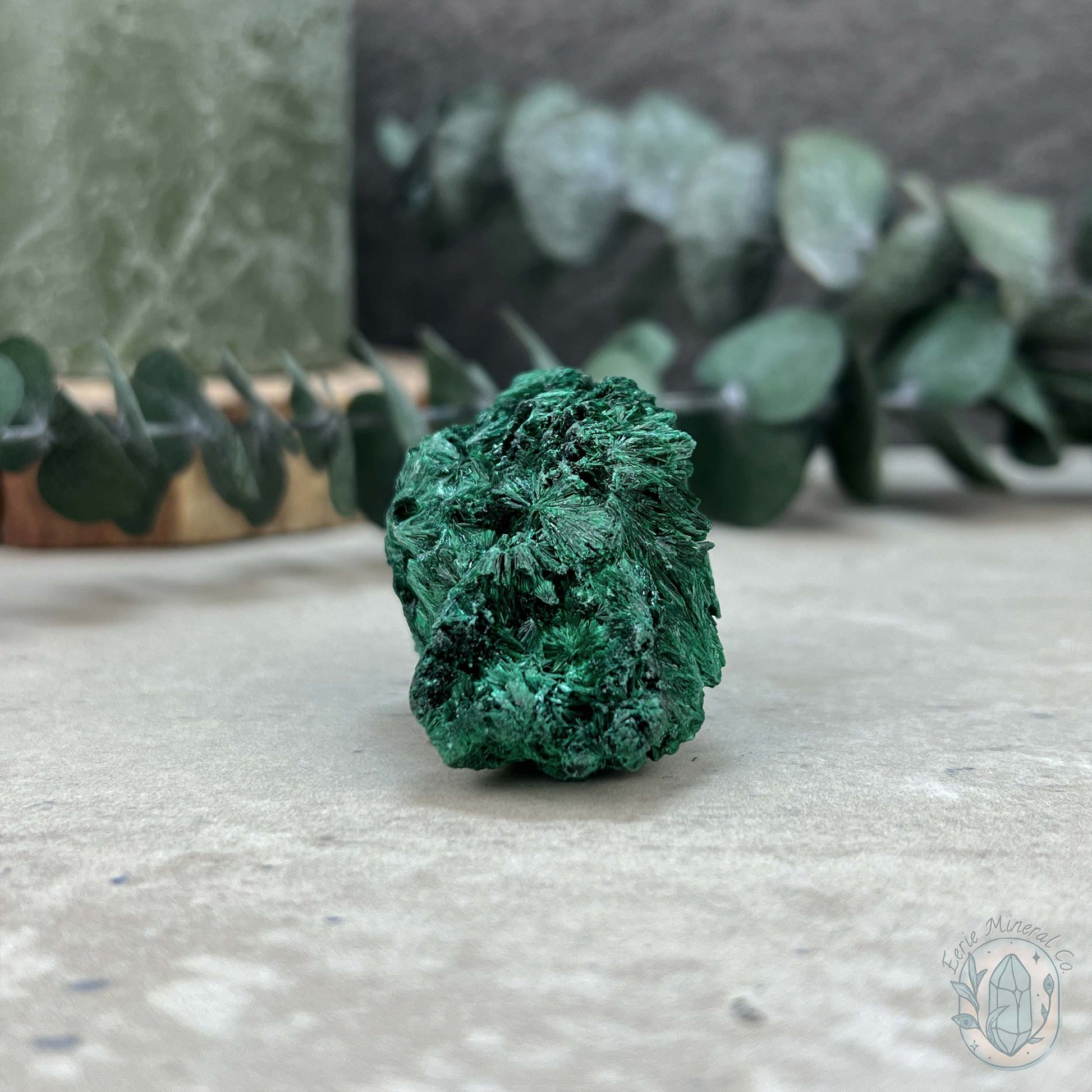 Raw Fibrous Silk Malachite Specimen