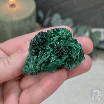 Raw Fibrous Silk Malachite Specimen