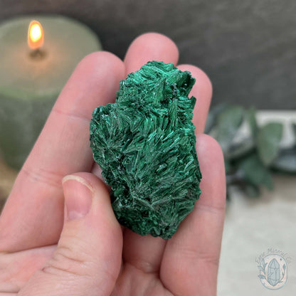 Raw Fibrous Silk Malachite Specimen