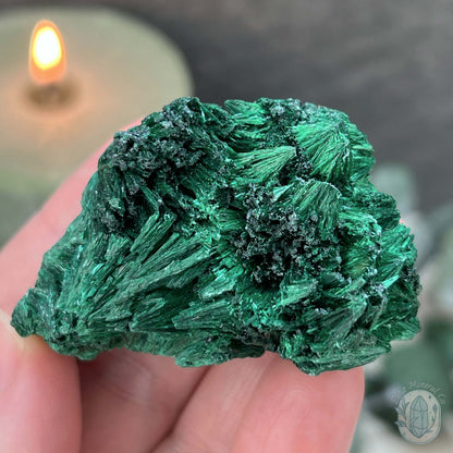 Raw Fibrous Silk Malachite Specimen