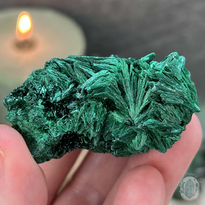 Raw Fibrous Silk Malachite Specimen