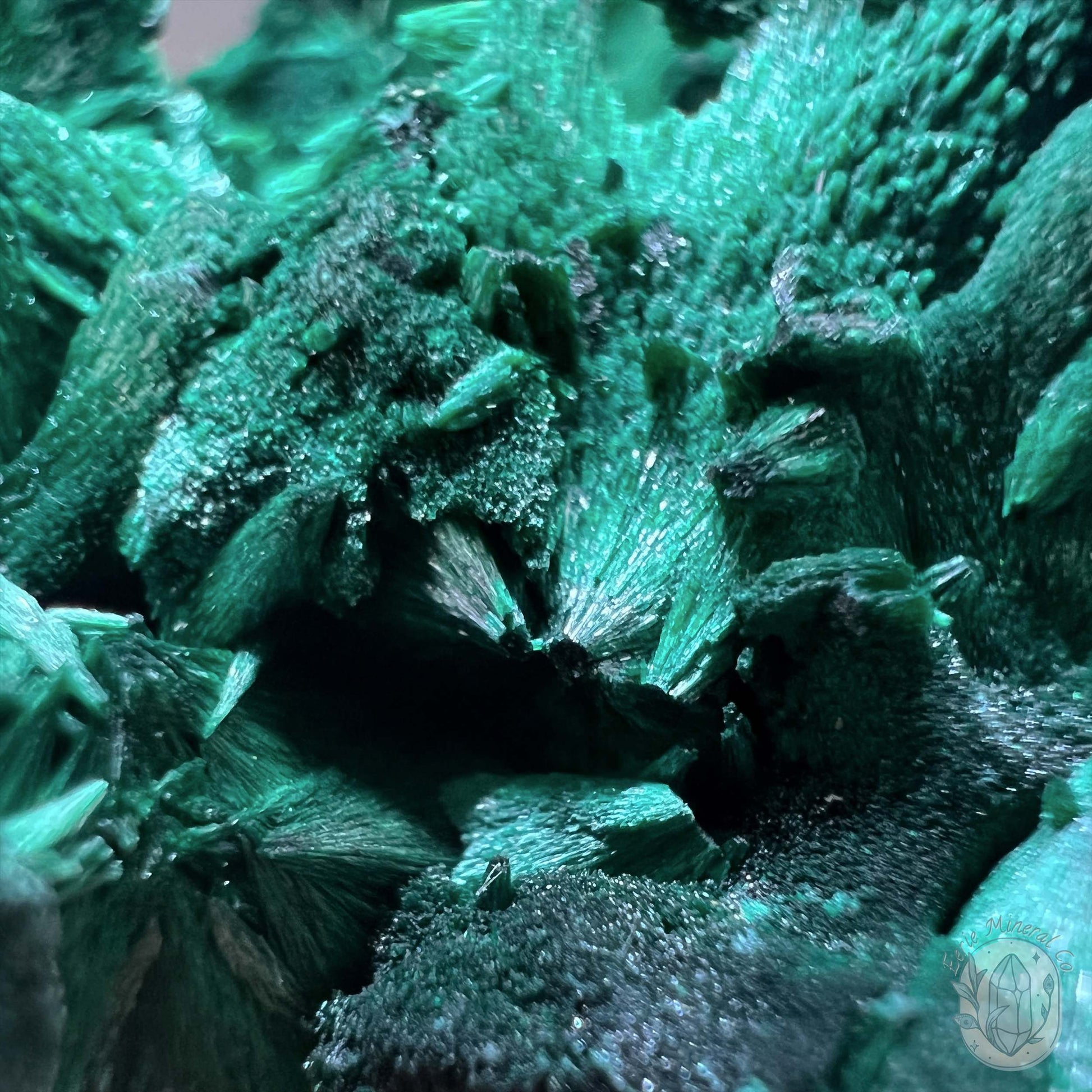 Natural Fibrous Silky Malachite Specimen With Stand