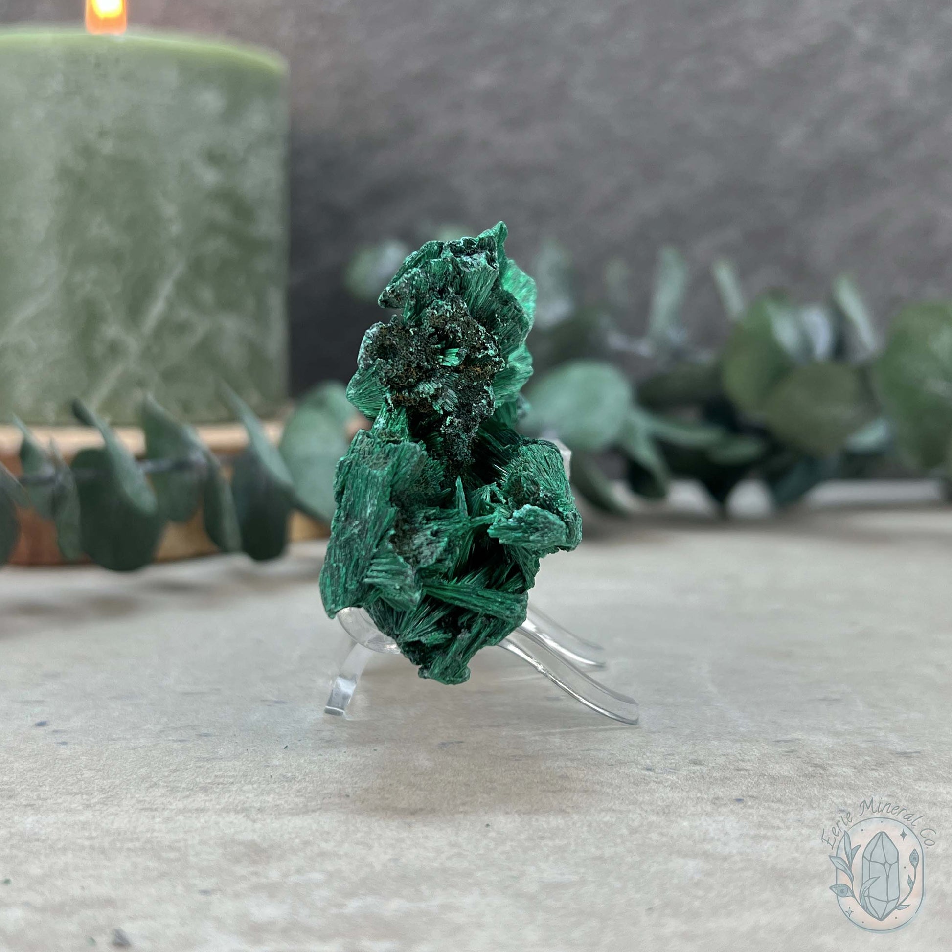 Natural Silky Fibrous Malachite Specimen