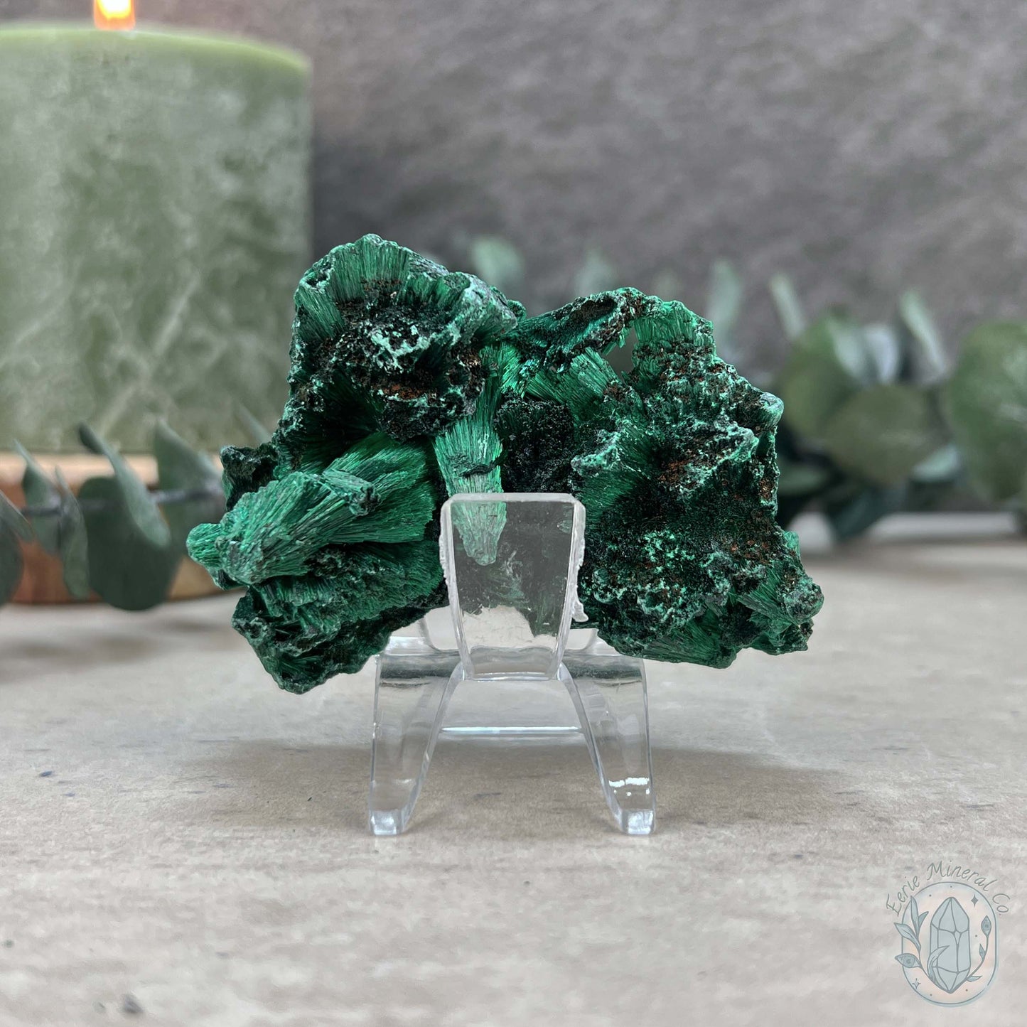 Natural Silky Fibrous Malachite Specimen