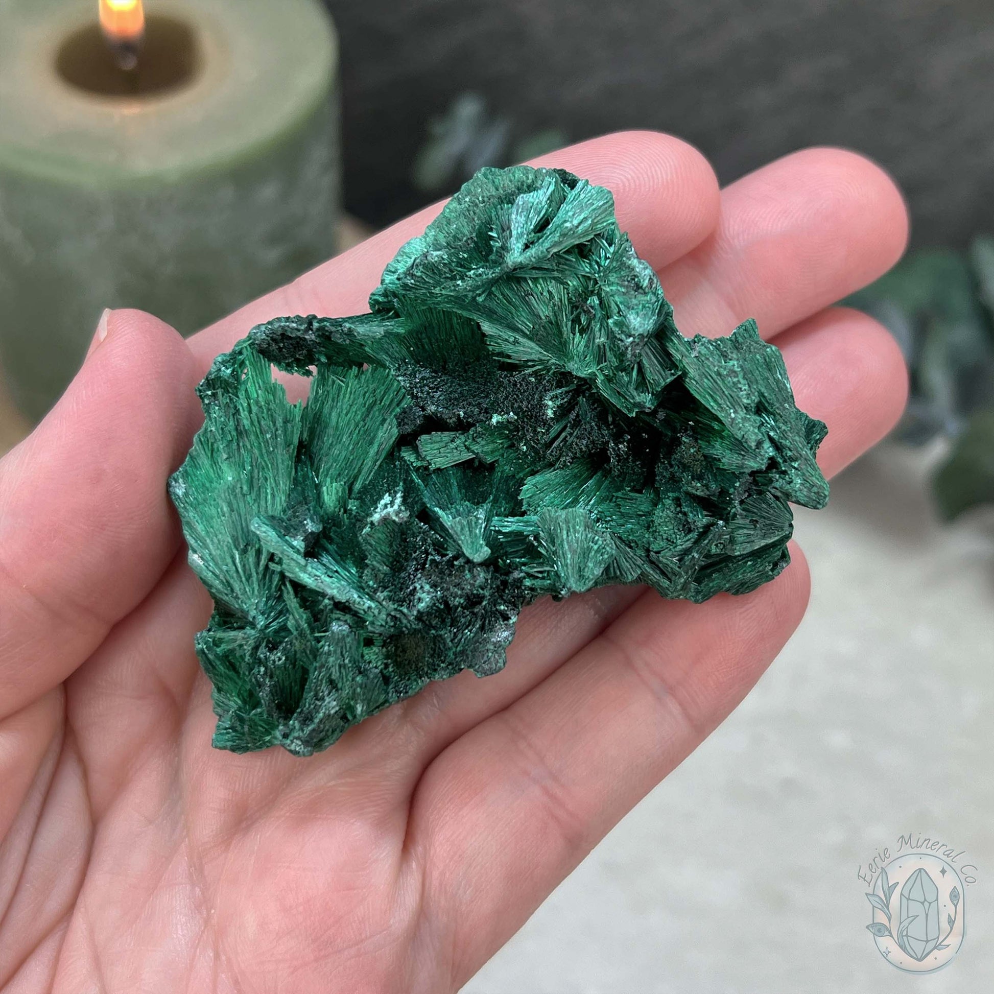 Natural Silky Fibrous Malachite Specimen