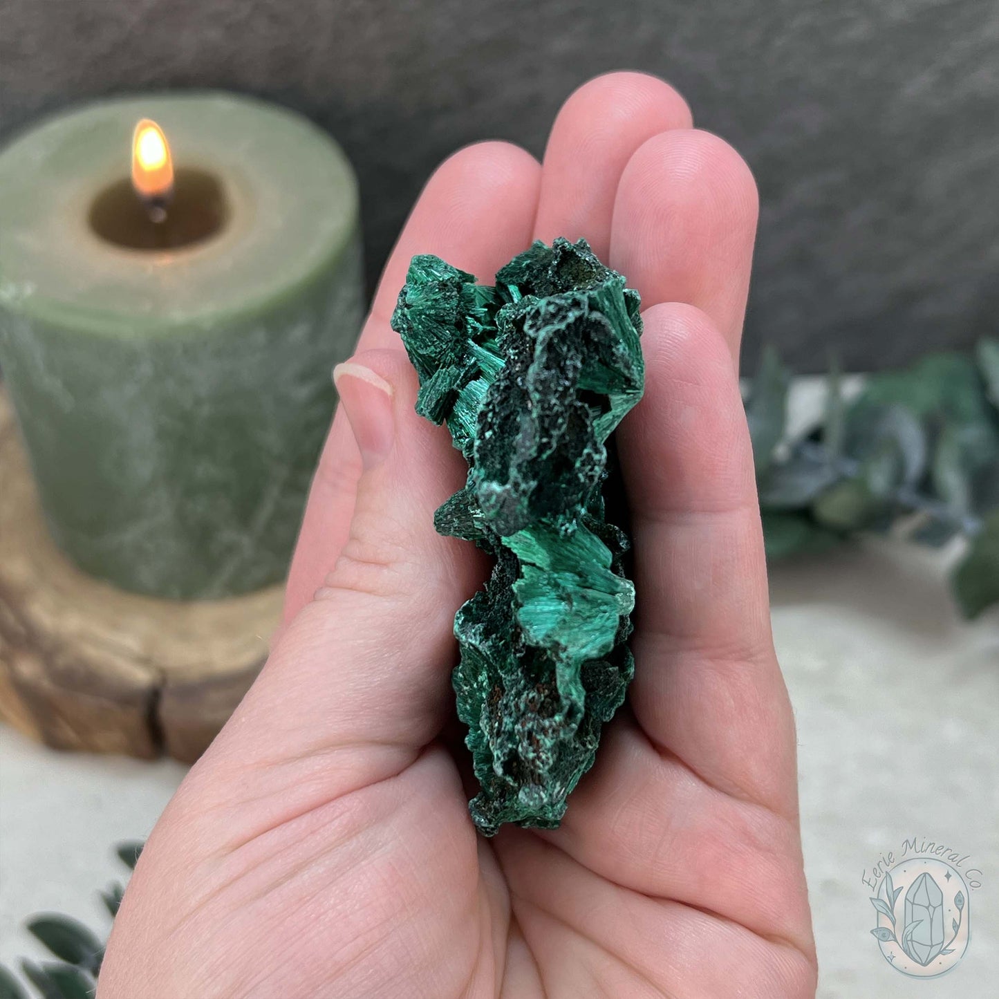 Natural Silky Fibrous Malachite Specimen
