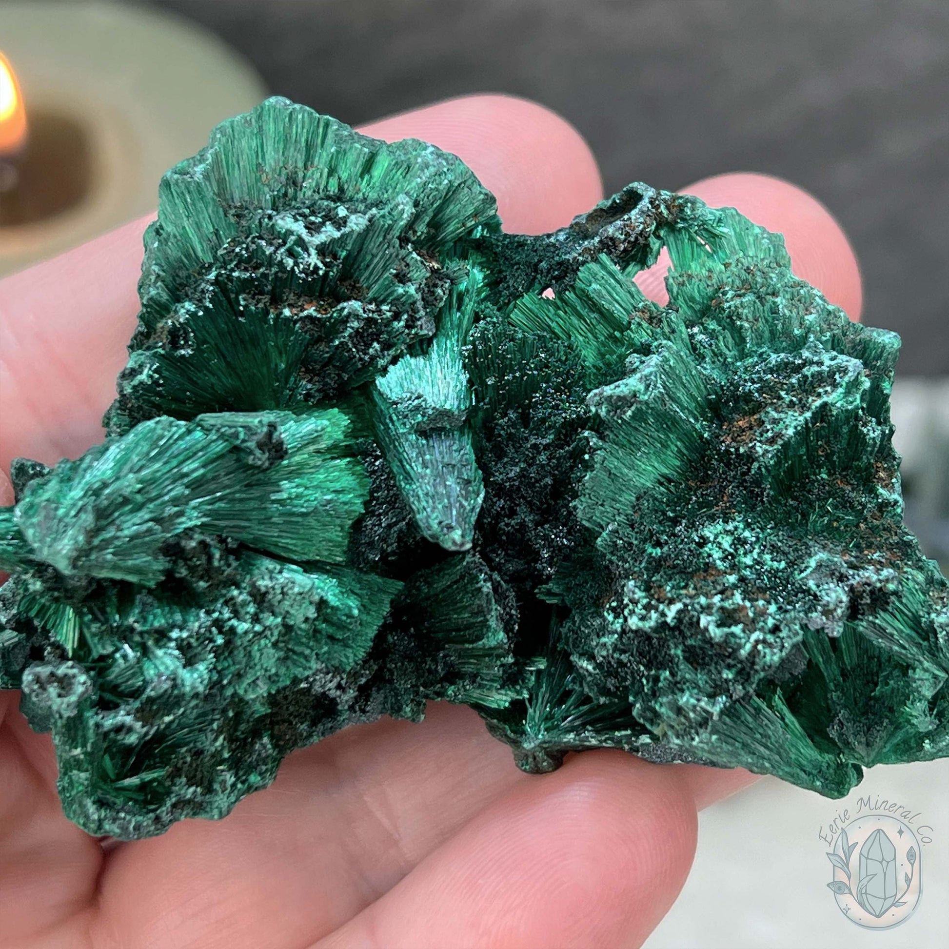 Natural Silky Fibrous Malachite Specimen