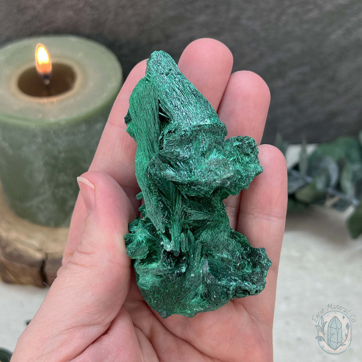 Natural Fibrous Silky Malachite Specimen From the Congo