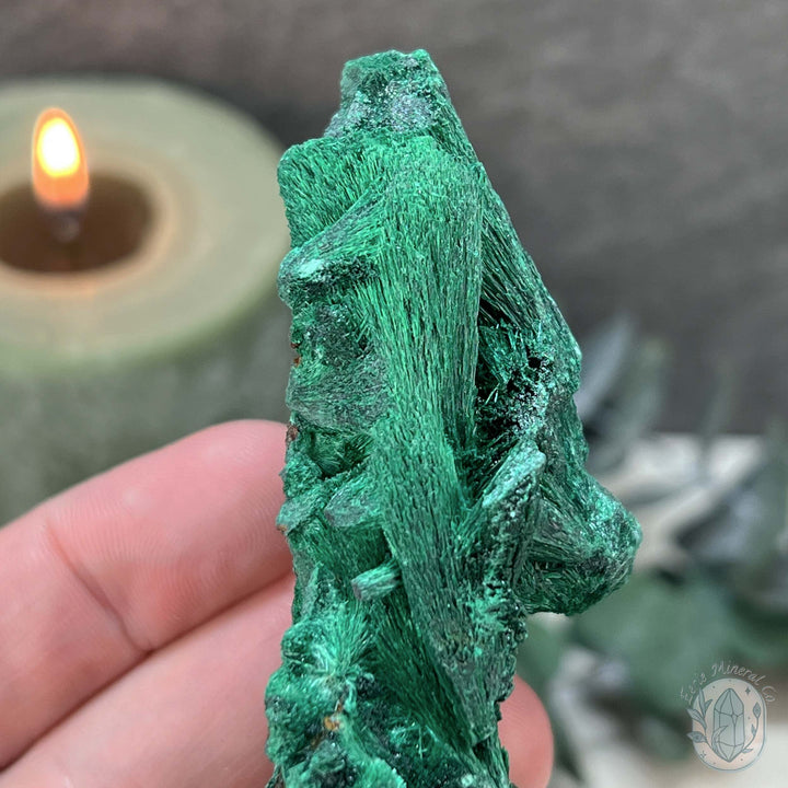 Natural Fibrous Silky Malachite Specimen From the Congo