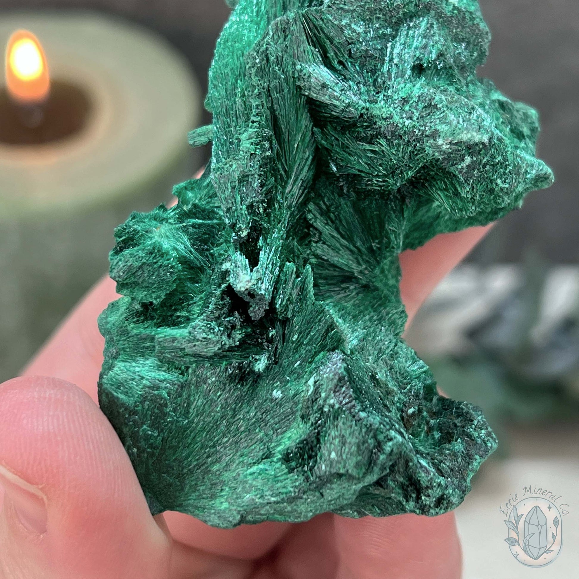 Natural Fibrous Silky Malachite Specimen From the Congo