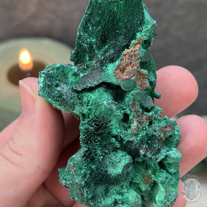 Natural Fibrous Silky Malachite Specimen From the Congo