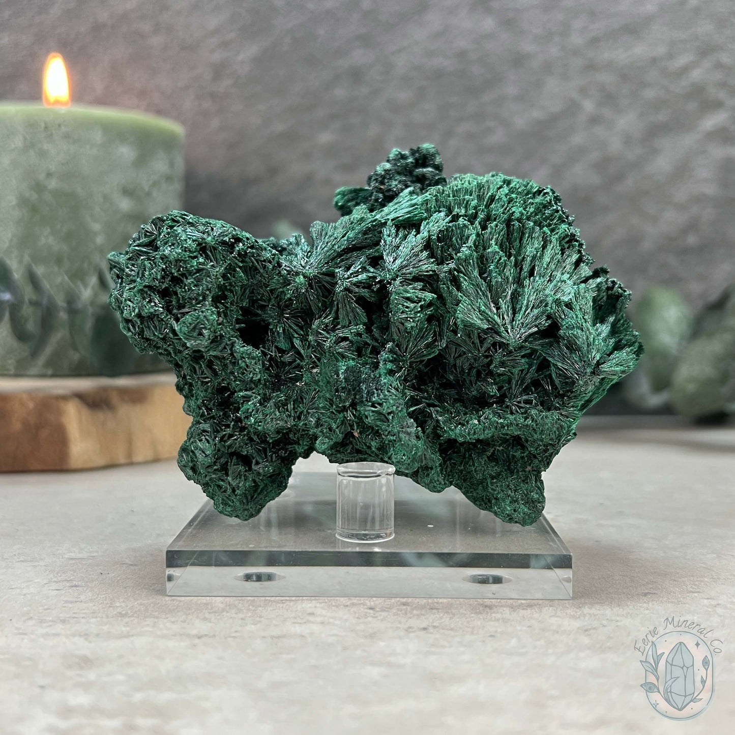 Natural Fibrous Silky Malachite Specimen From the Congo