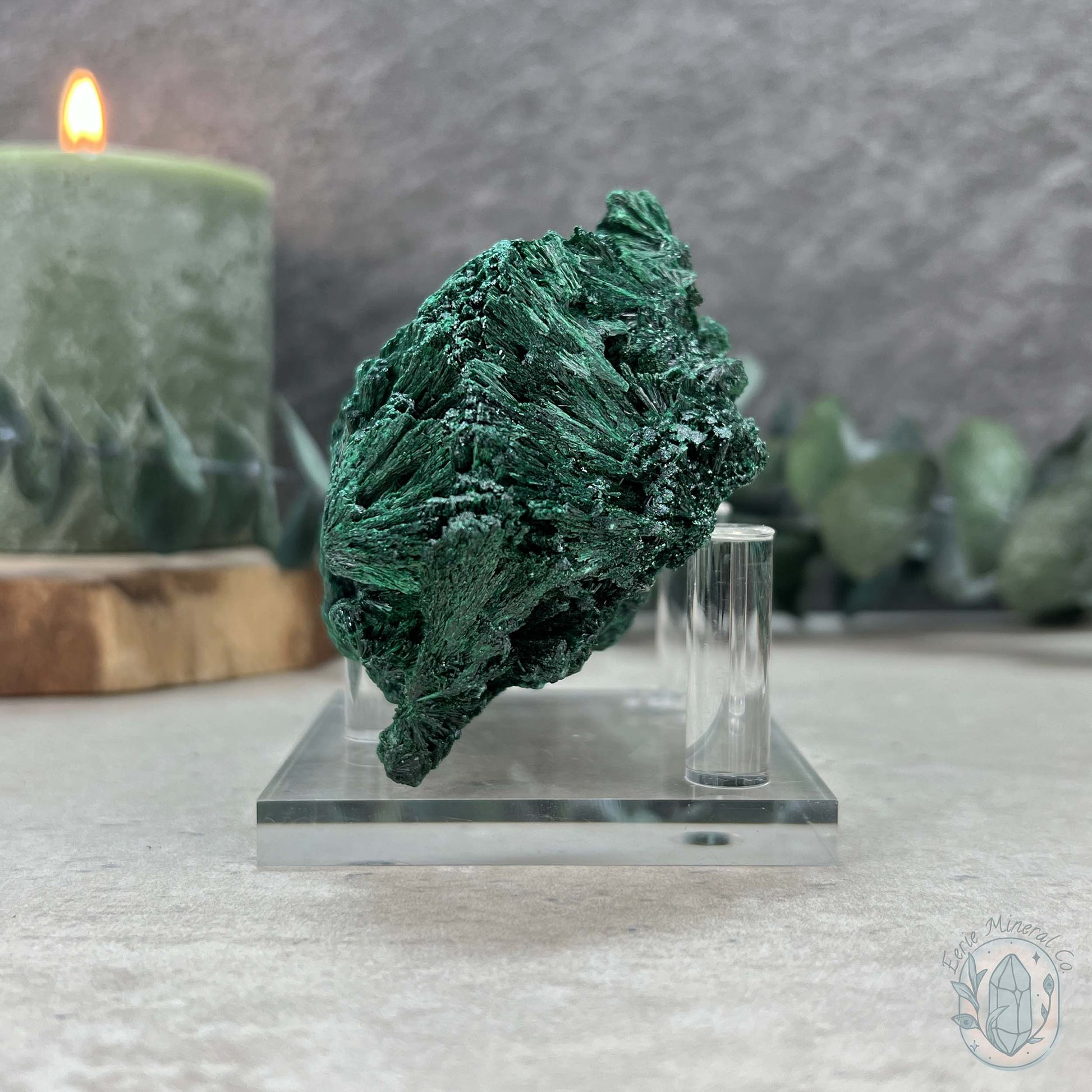 Natural Fibrous Silky Malachite Specimen From the Congo
