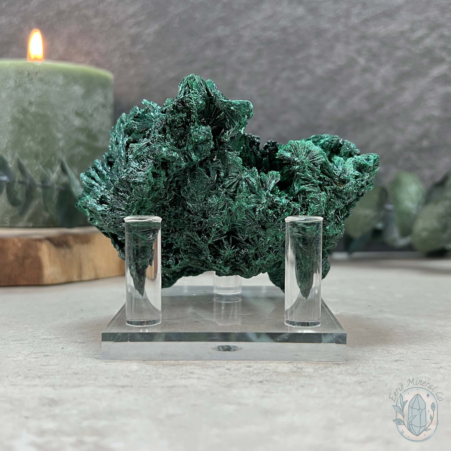 Natural Fibrous Silky Malachite Specimen From the Congo
