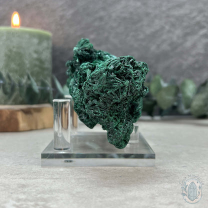 Natural Fibrous Silky Malachite Specimen From the Congo