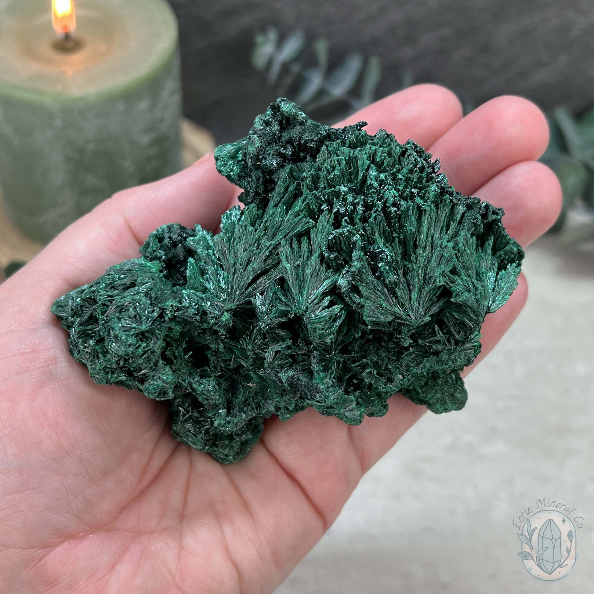 Natural Fibrous Silky Malachite Specimen From the Congo